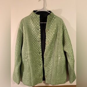 1950-1960’s Ribbon reversible jacket/vintage elegance/Feels like silk/ no tags